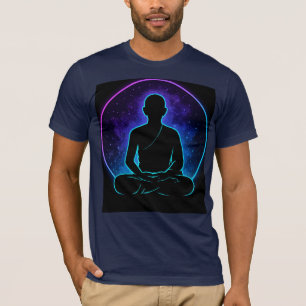 Neon Meditando Camisa Espiritual Monge   Ze Cósmic