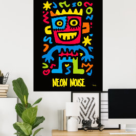 Neon Monster Poster - Design do Dia das Bruxas de