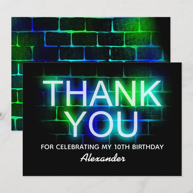 Neon Obrigado Cartões Simples (Frente/Verso)