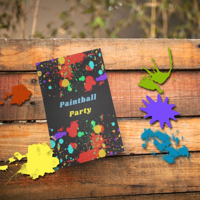 Neon Paint Splatter, Convite de festas de Paintbal (Criador carregado)