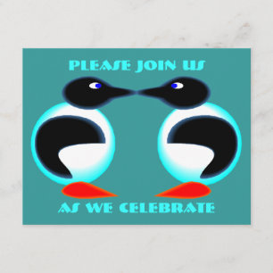 NEON PAIR PENGUINS ANIVERSARY CONVITE DE FESTAS