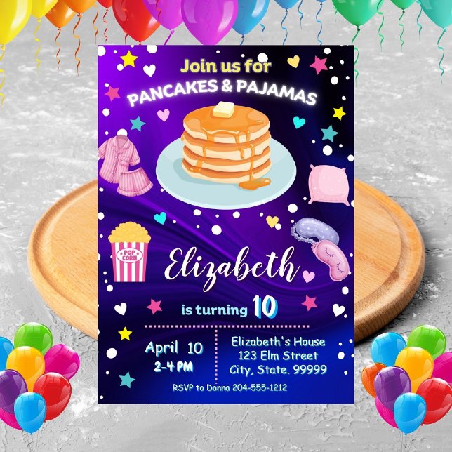 Neon Pancakes e Convite para Festa de aniversário  (Criador carregado)