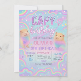 Neon Pastel Capybara Convite de aniversário