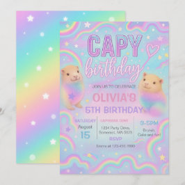 Neon Pastel Capybara Convite de aniversário