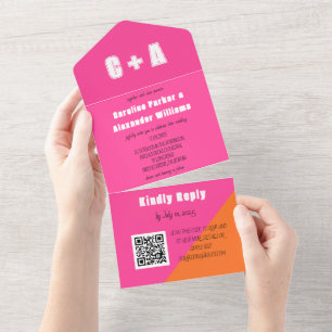 Neon Pink Orange Retro Modern Bold Elegante