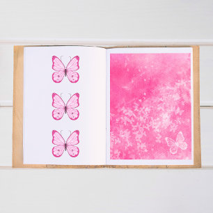 Neon Pink with Butterflies Scrapbook Paper