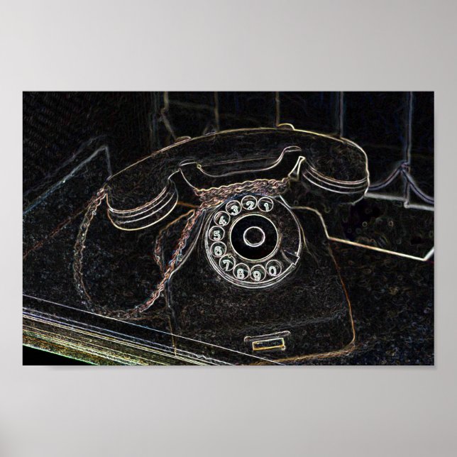 Neon-Pop-Art antigo telefone Poster (Frente)