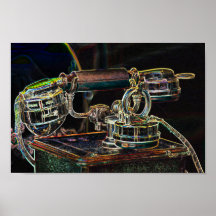 Neon-Pop-Art antigo telefone Poster