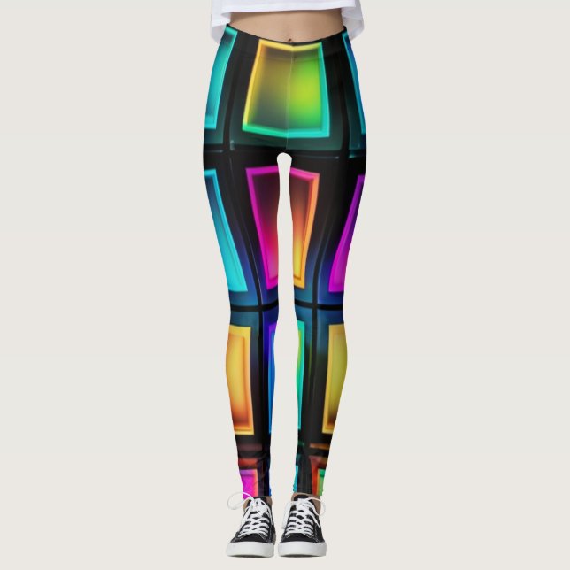 Neon Prism Grid Leggings (Frente)