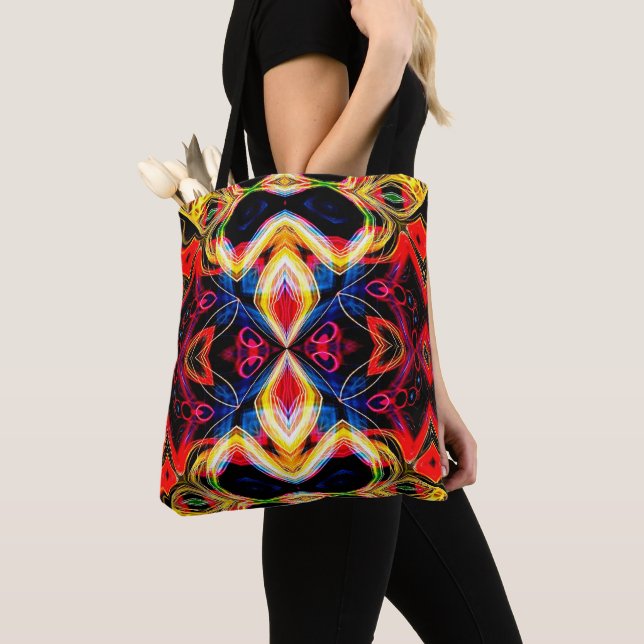 Neon Psychedelic Tote Bag (Close Up)