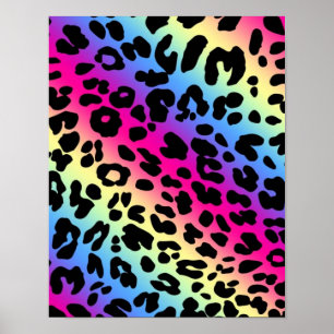 Neon Rainbow Leopard Pattern Impressão