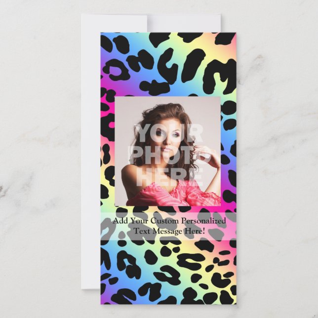 Neon Rainbow Leopard Pattern Impressão (Frente)