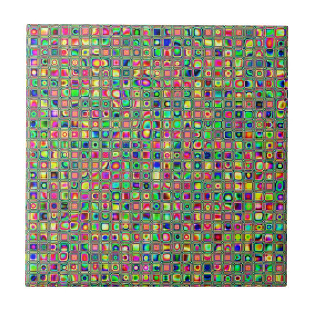 Neon Rainbow Texturizado Padrão de Azulejos Mosaic (Frente)