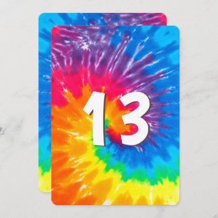 Neon Rainbow Tie Dye 13 Convite Aniversário