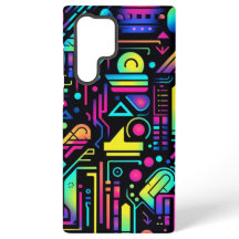 Neon Retro Tech Circuit Pattern Apple Samsung Case
