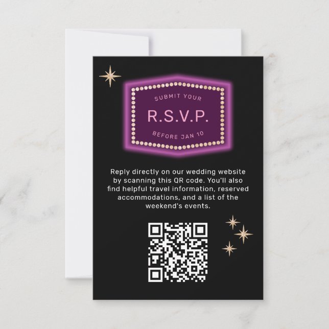 Neon Sign Vegas Weding QR code Online RSVP (Frente)