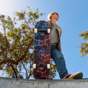 Neon Skateboard - Meia-Noite Azul Escuro Vermelho 