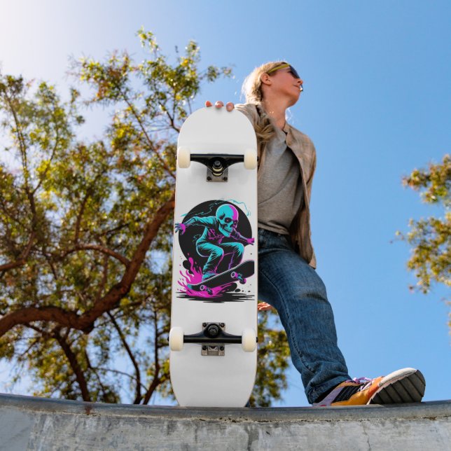 Neon Skull Skateboard Art - Edgater Skater Design (Ao ar livre 1)