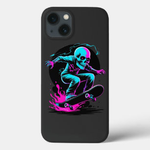 Neon Skull Skateboard Art - Edgater Skater Design