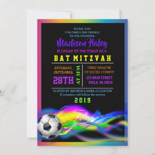 NEON SOCCER GIRLS Bat Mitzvah Convite