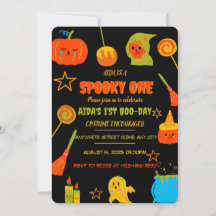 Neon Spooky Um Primeiro Convite De Aniversário