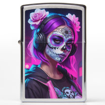 Neon Sugar Skull Girl