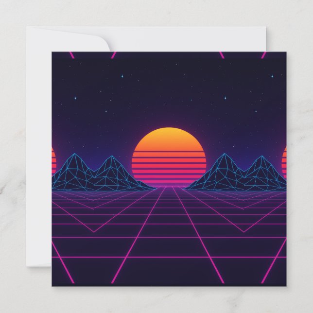 Neon Sunset Grid - Stic De Onda Sintética Retro-Fu (Frente)