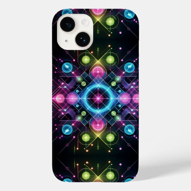 Neon Symmetry – Futuristic Geometric Glow Phone Ca (Verso)