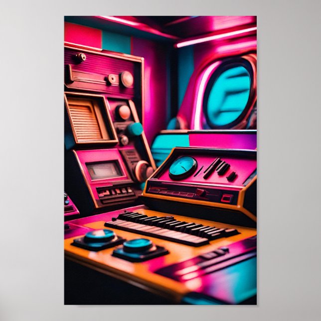 Neon Synthwave Galaxy Poster (Frente)