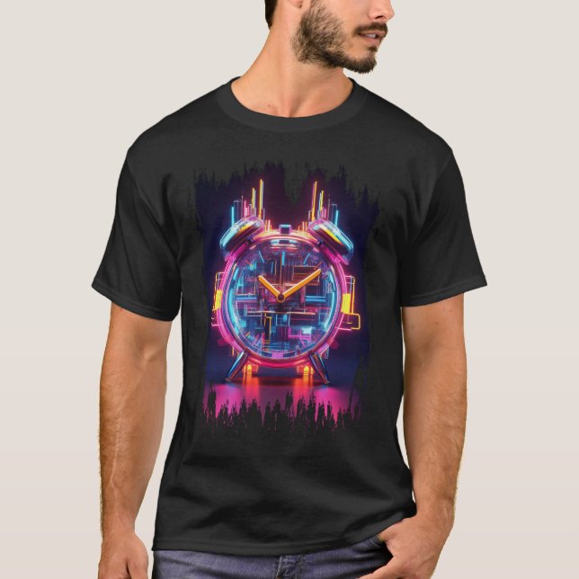 Neon Techno Clock T-Shirt (Frente)
