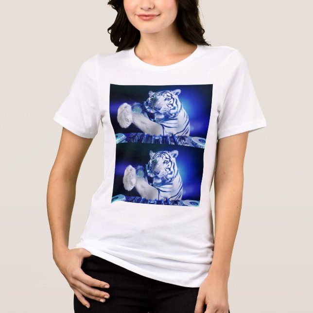 Neon Tiger DJ T-Shirt – EDM Festival Graphic Tee  (Frente)