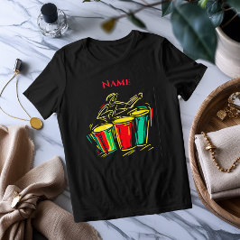 Neon Timbales Line Art | T-Shirt Musical Vibrante