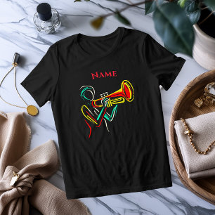 Neon Trumpet Line Art   T-Shirt Musical Vibrante