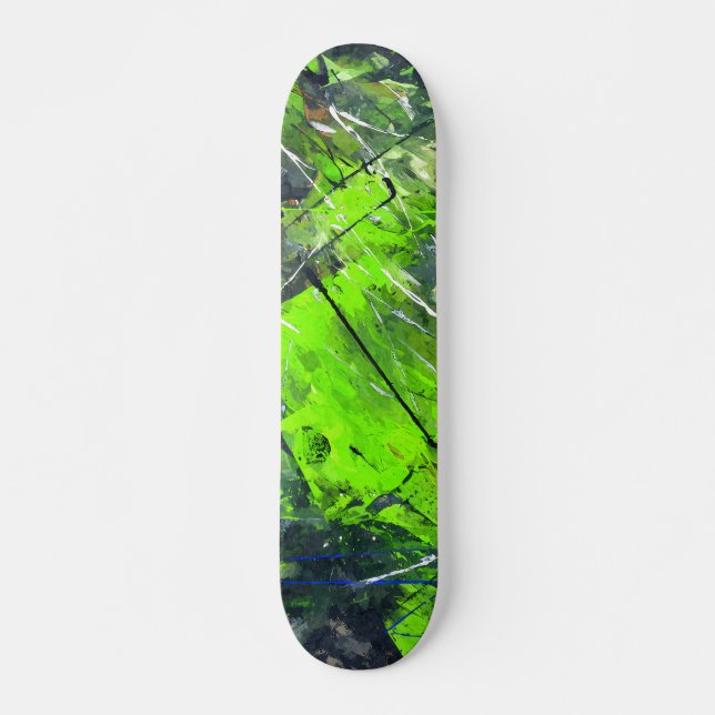 Neon Verde Jungle Grunge Abstrato Skateboard (Frente)
