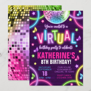 Neon Virtual brilha no Convite de Aniversário Escu