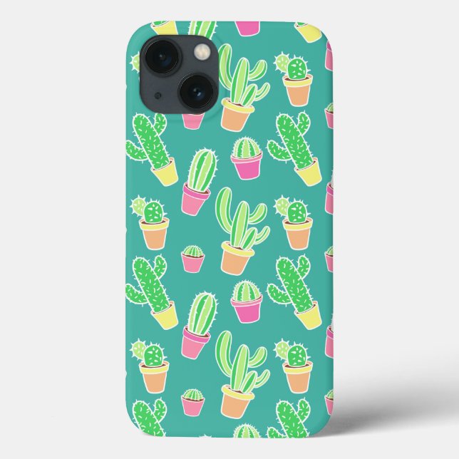 Neon Watercolor Cactus Em Potes (Verso)