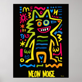 Neon Wolf Poster - Design de Halloween de Pop