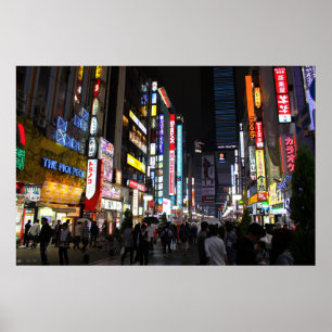 Neons de Tóquio Shinjuku por Poster noturno