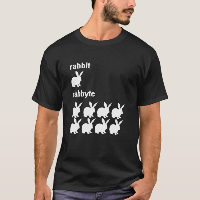 Nerdy Rabbit Bit Byte Computer Scientist T-Shirt (Frente)