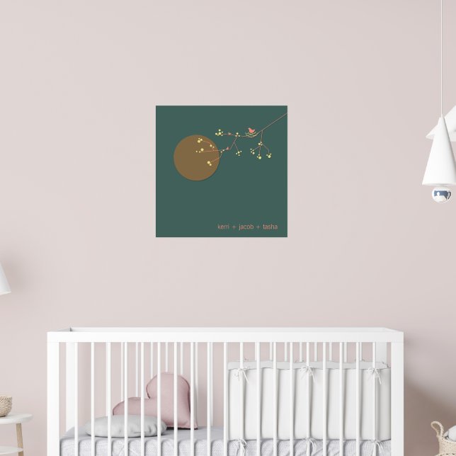 Nesting Birds Family Baby Nursery Art Impressão (Berçário 2)