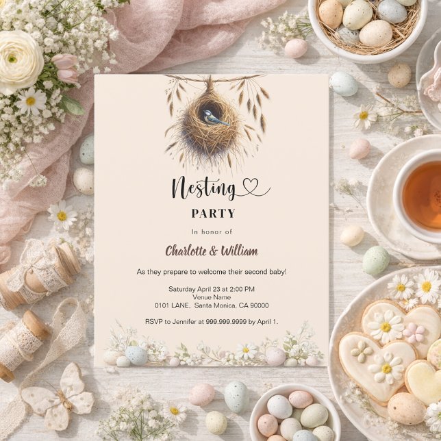 Nesting party bird spring baby shower invitation (Criador carregado)