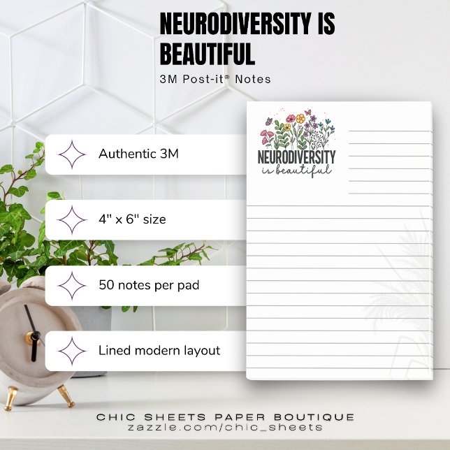 Neurodiversidade é Bonito Bloco de Notas Post-it®  (Criador carregado)