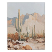 Neutral Abstract Western Desert Cactus Landscape