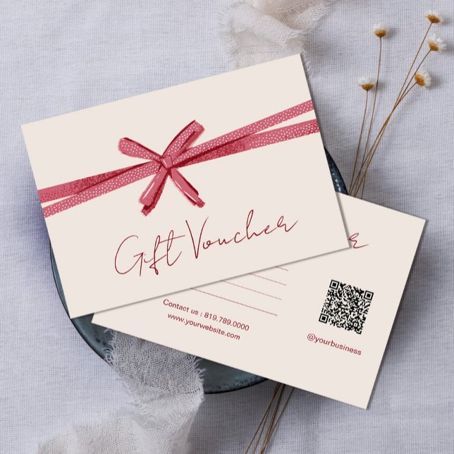 Neutral pink Ribbon On Beige gift certificate (Neutral pink Ribbon On Beige gift certificate #zazzlemade #giftvoucher #Giftlink $simplegiftvoucher)