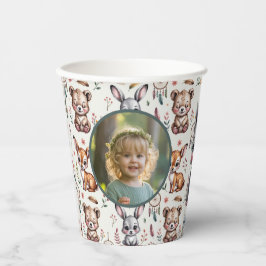 Neutral Woodland Animals Kids Birthday Photo