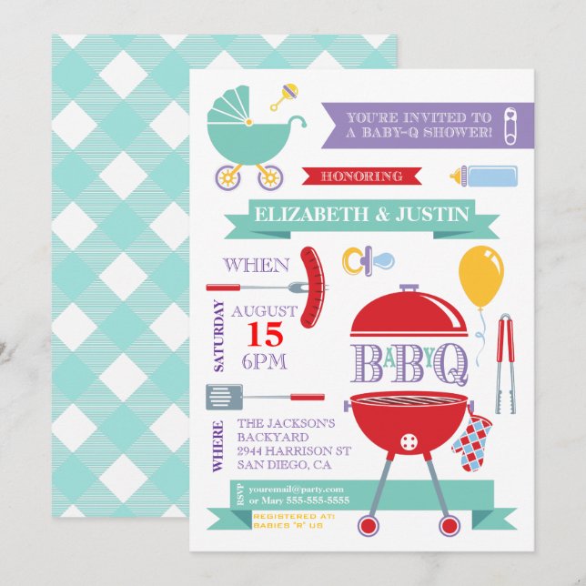 Neutro do bebê - Convite para Chá de CHURRASCO mod (Frente/Verso)