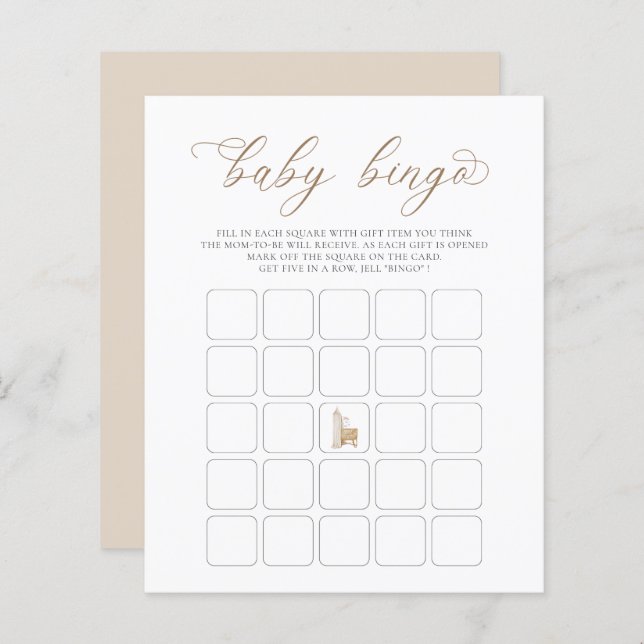 Nêutron Boho Baby Brunch Baby Bingo Game (Frente/Verso)