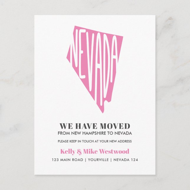 NEVADA Mudamos o novo endereço Novo cartão postal  (Frente)