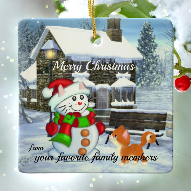 Neve Adorável Ornamento Cerâmico de Natal (Criador carregado)