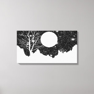 Neve flurry em uma Canvas noturna lua